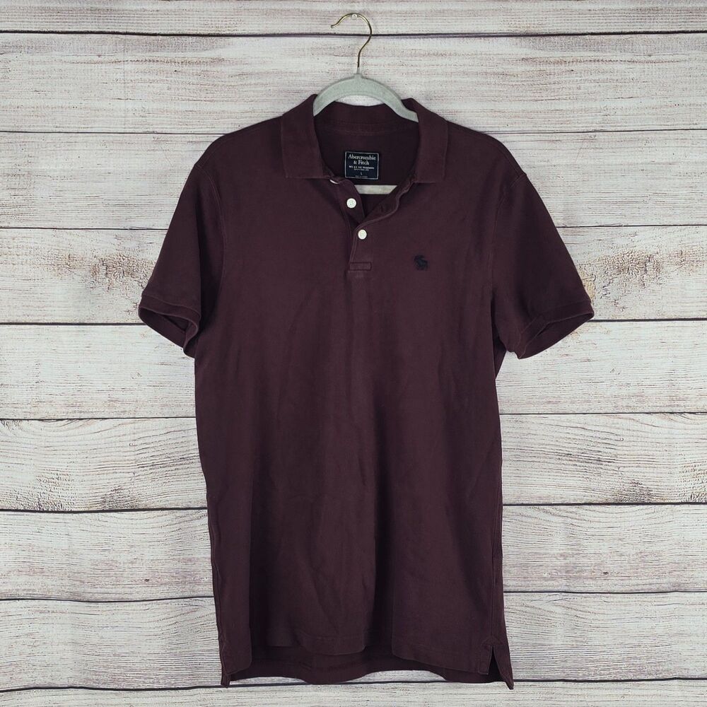 Men's Abercrombie and Fitch AF Maroon Collared Short Sleeve Polo Large